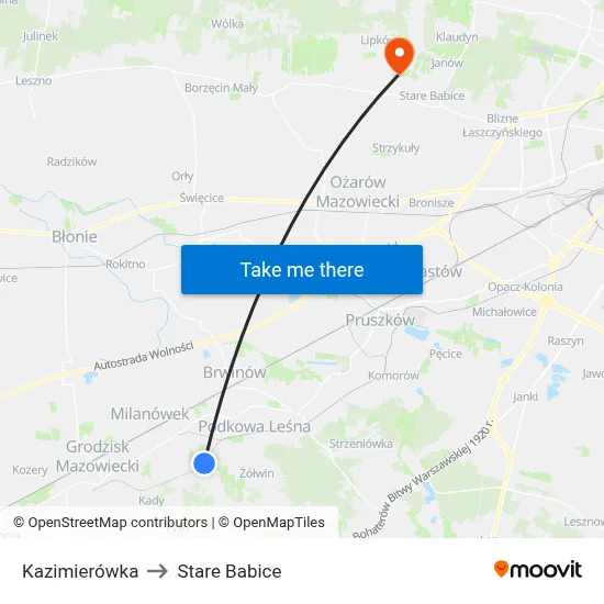 Kazimierówka to Stare Babice map