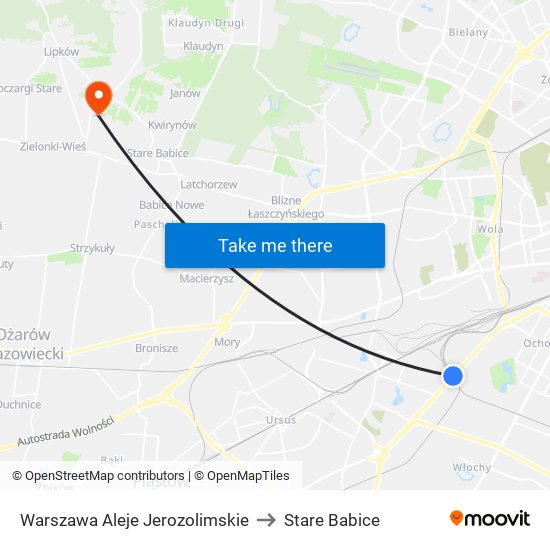 Warszawa Aleje Jerozolimskie to Stare Babice map