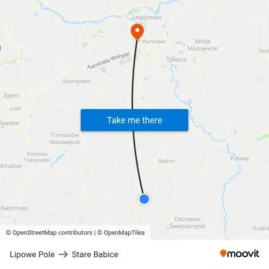 Lipowe Pole to Stare Babice map