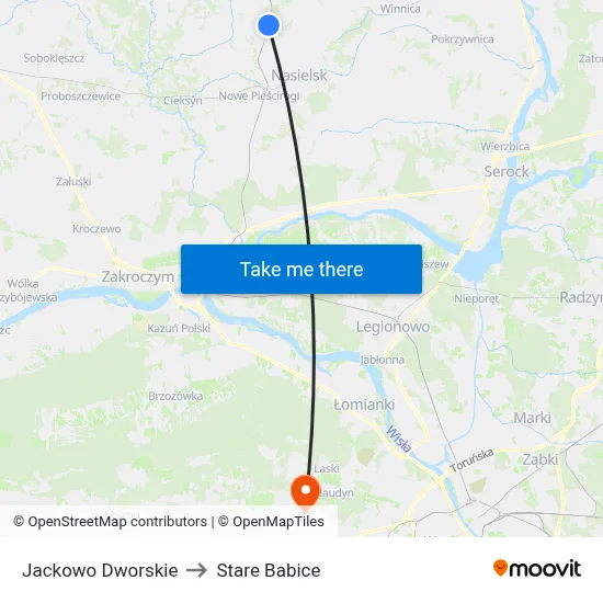 Jackowo Dworskie to Stare Babice map