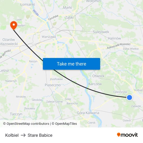 Kołbiel to Stare Babice map