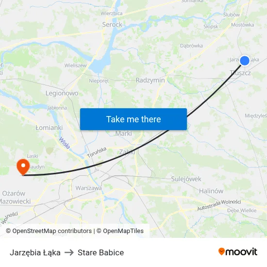 Jarzębia Łąka to Stare Babice map