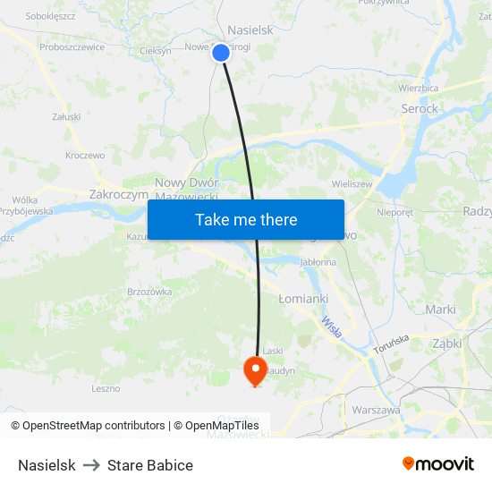 Nasielsk to Stare Babice map