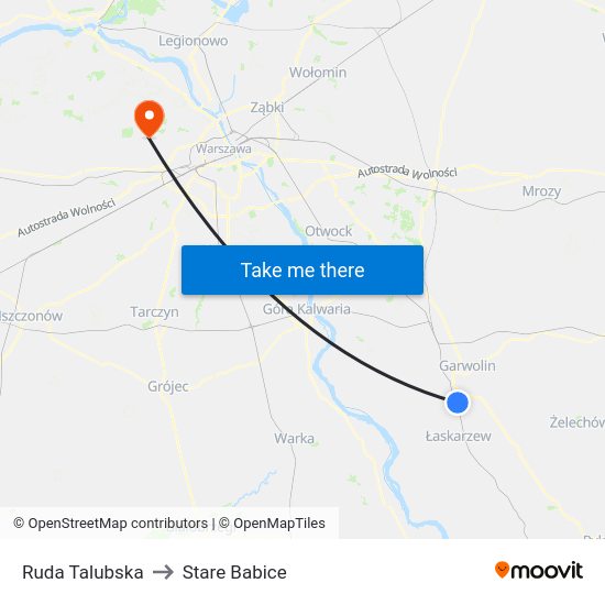 Ruda Talubska to Stare Babice map