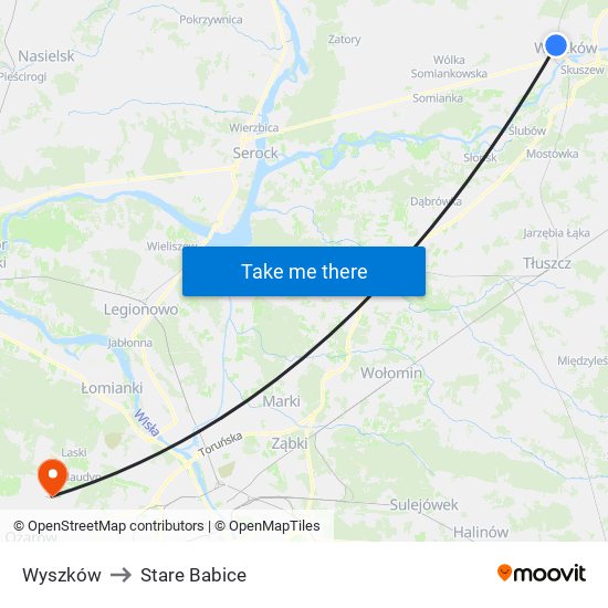 Wyszków to Stare Babice map