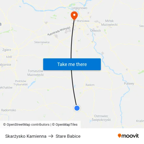 Skarżysko Kamienna to Stare Babice map