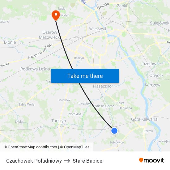 Czachówek Południowy to Stare Babice map