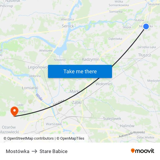 Mostówka to Stare Babice map