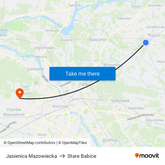 Jasienica Mazowiecka to Stare Babice map