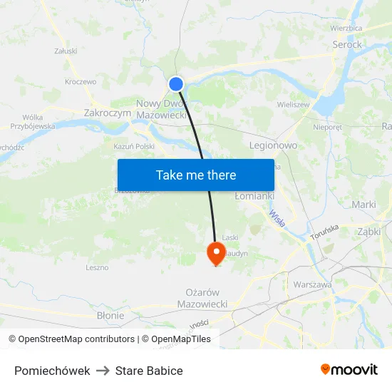 Pomiechówek to Stare Babice map