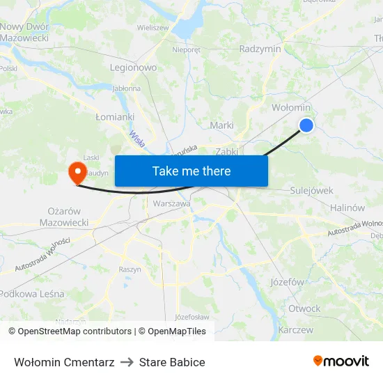 Wołomin Cmentarz to Stare Babice map