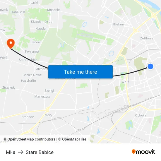 Miła to Stare Babice map