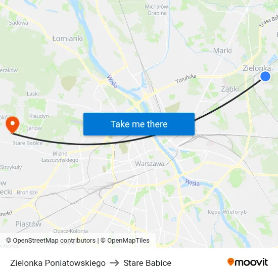 Zielonka Poniatowskiego to Stare Babice map