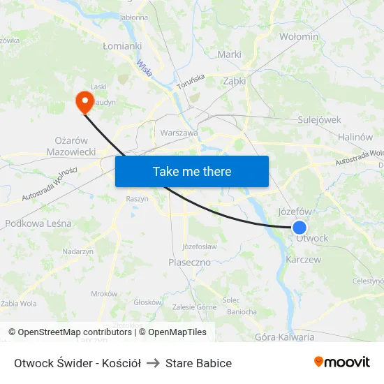 Otwock Świder - Kościół to Stare Babice map