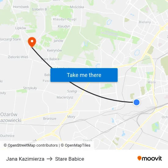 Jana Kazimierza to Stare Babice map