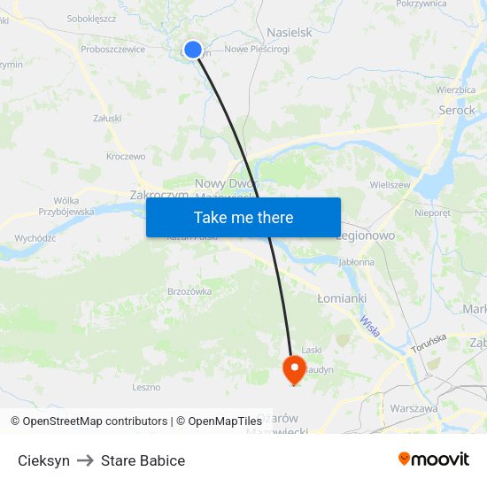 Cieksyn to Stare Babice map