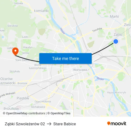 Ząbki Szwoleżerów 02 to Stare Babice map