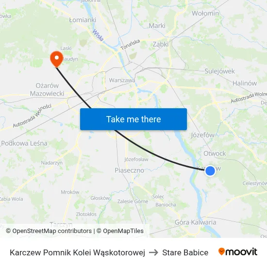 Karczew Pomnik Kolei Wąskotorowej to Stare Babice map