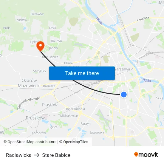 Racławicka to Stare Babice map