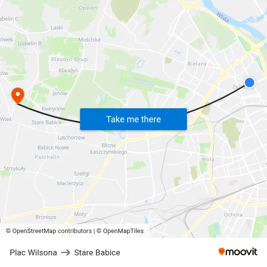 Plac Wilsona to Stare Babice map