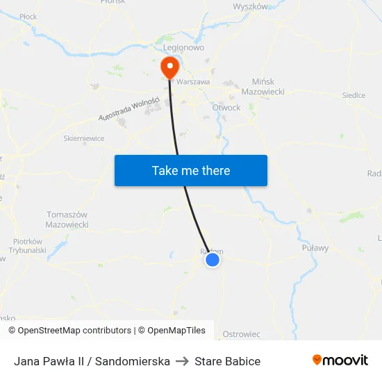 Jana Pawła II / Sandomierska to Stare Babice map