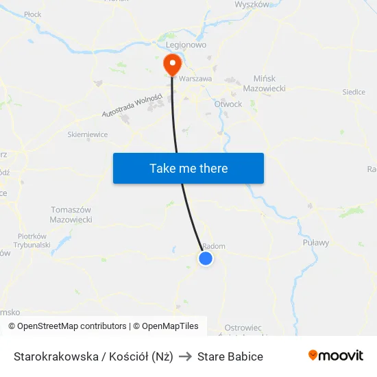 Starokrakowska / Kościół (Nż) to Stare Babice map