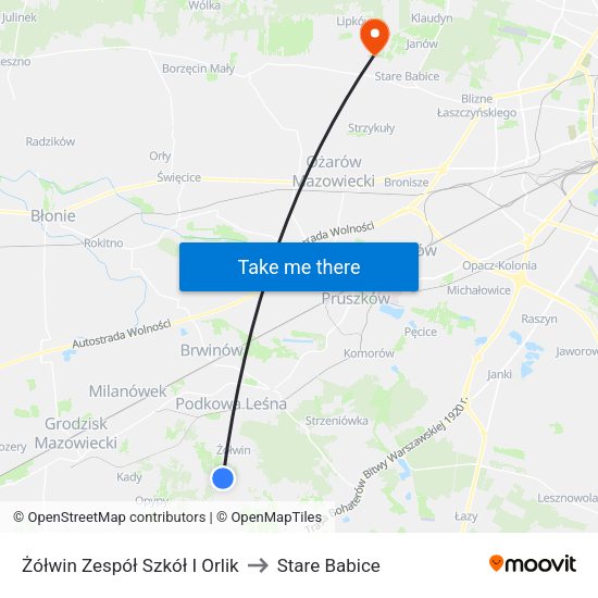 Żółwin Zespół Szkół I Orlik to Stare Babice map