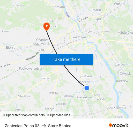 Żabieniec Polna 03 to Stare Babice map