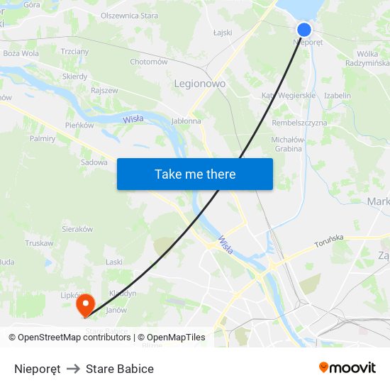 Nieporęt to Stare Babice map