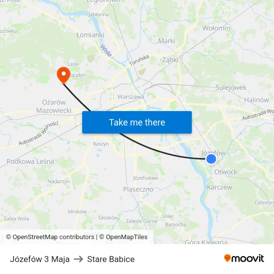 Józefów 3 Maja to Stare Babice map