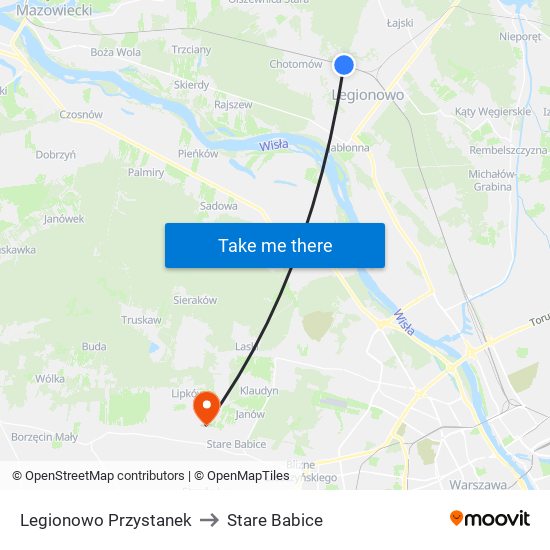 Legionowo Przystanek to Stare Babice map