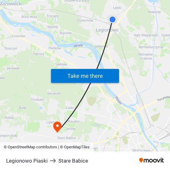 Legionowo Piaski to Stare Babice map