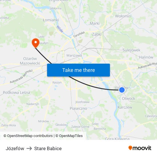 Józefów to Stare Babice map