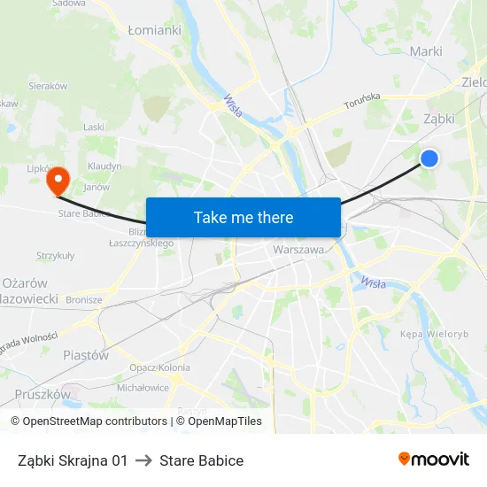 Ząbki Skrajna 01 to Stare Babice map
