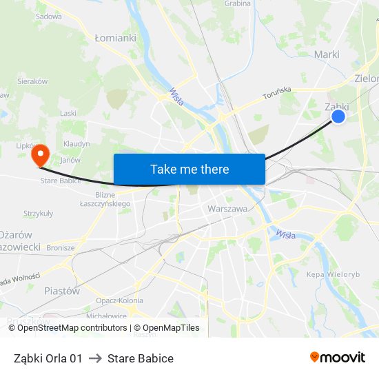 Ząbki Orla 01 to Stare Babice map