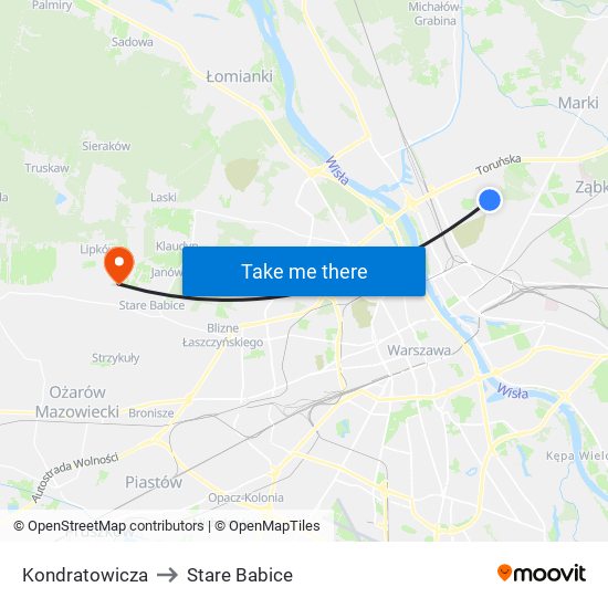 Kondratowicza to Stare Babice map