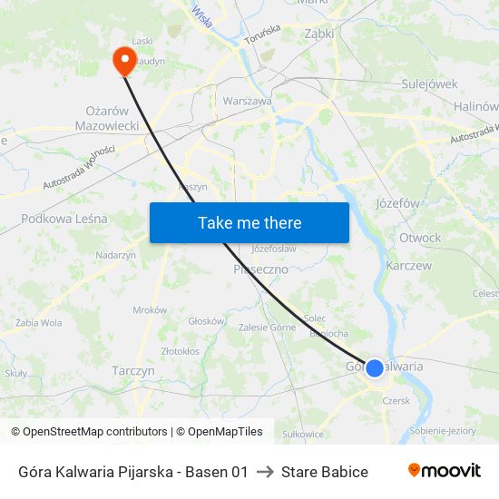 Góra Kalwaria Pijarska-Basen to Stare Babice map