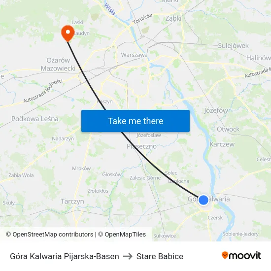 Góra Kalwaria Pijarska - Basen to Stare Babice map