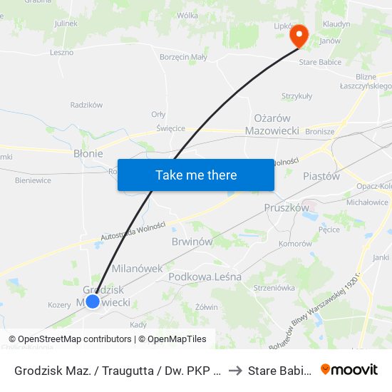 Grodzisk Maz. / Traugutta / Dw. PKP 01 to Stare Babice map