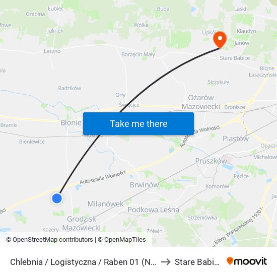 Chlebnia / Logistyczna / Raben (Nż) to Stare Babice map