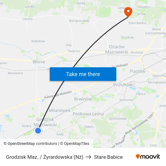 Grodzisk Maz. / Żyrardowska (Nż) to Stare Babice map