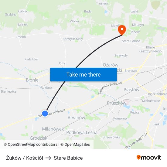 Żuków / Kościół to Stare Babice map