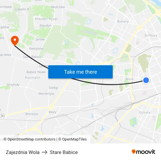 Zajezdnia Wola to Stare Babice map