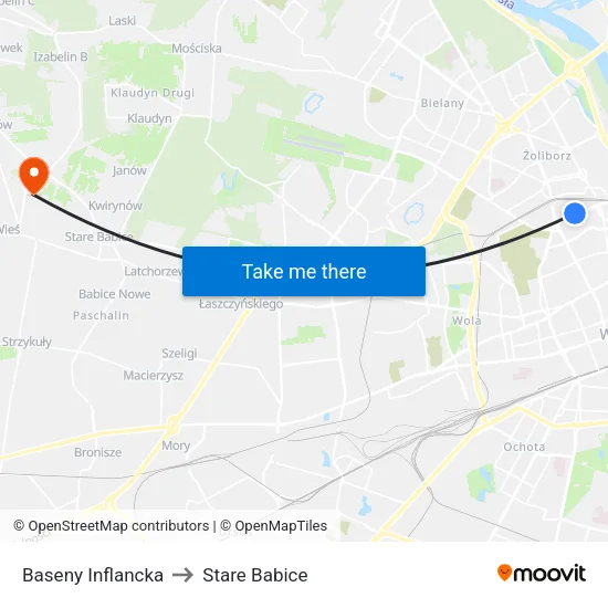 Baseny Inflancka to Stare Babice map
