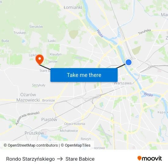Rondo Starzyńskiego to Stare Babice map