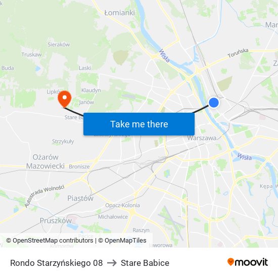 Rondo Starzyńskiego to Stare Babice map