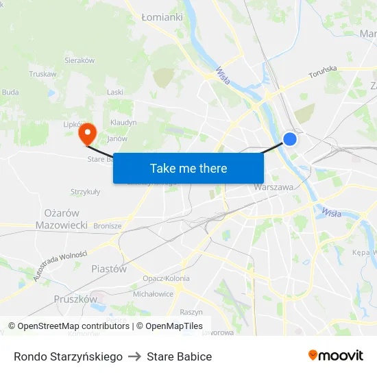 Rondo Starzyńskiego to Stare Babice map