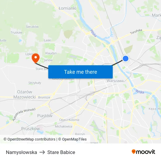 Namysłowska to Stare Babice map