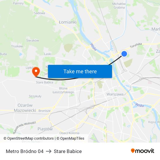 Metro Bródno 04 to Stare Babice map