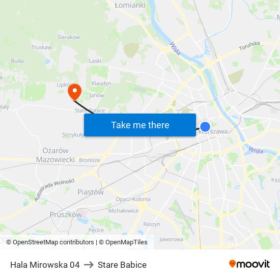 Hala Mirowska 04 to Stare Babice map